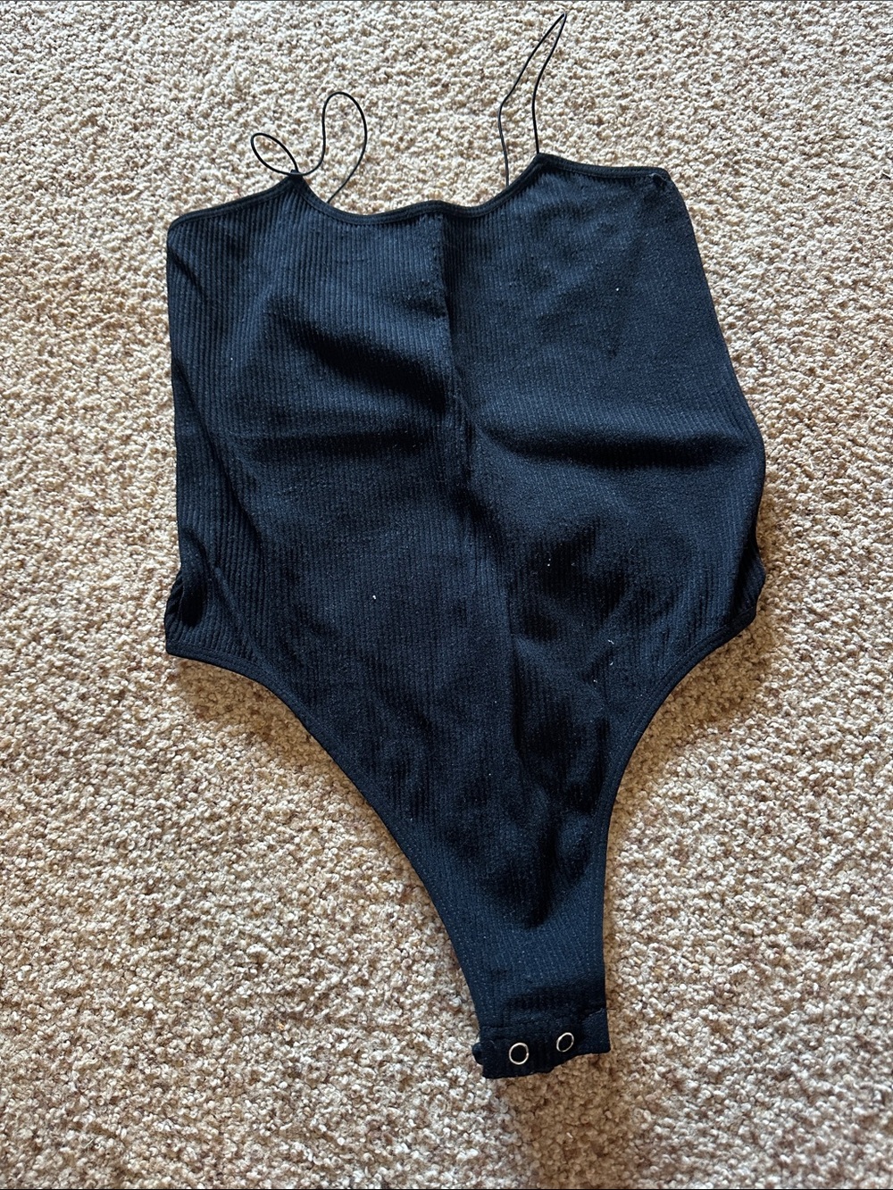 One Step Ahead Black Ribbed Spaghetti-Strap Kids Bodysuit
